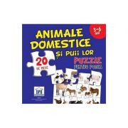 Animale domestice si puii lor - Puzzle pentru podea cu 20 de piese (3-6 ani)
